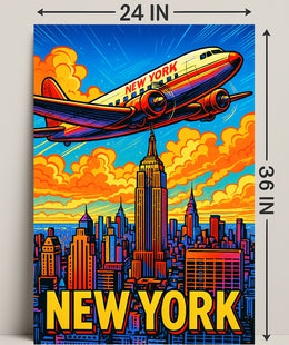 New York City Skyline Retro Poster PosterGoat