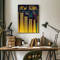 New York City Art Deco Skyline Poster Vintage Wall Art