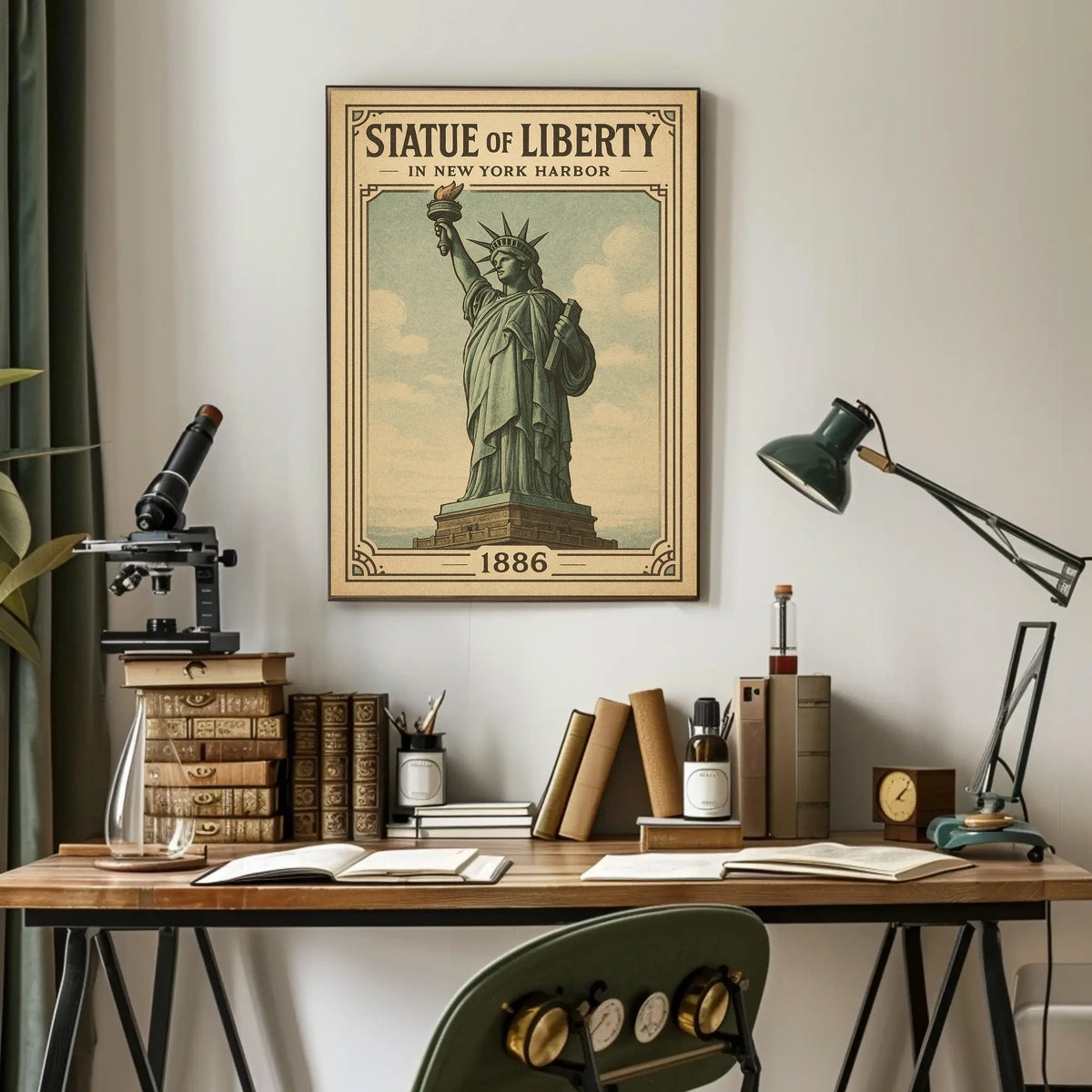 Statue of Liberty Vintage Illustration Cultural or Heritage Poster