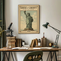 Statue of Liberty Vintage Illustration Cultural or Heritage Poster