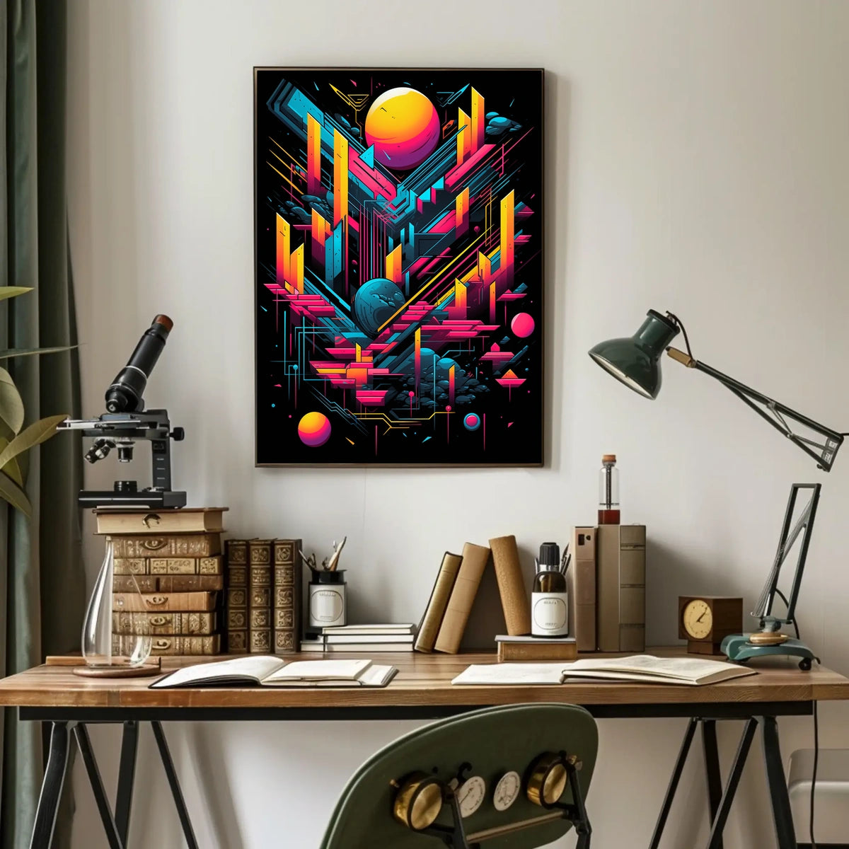 Neon Geometric Cosmos Poster