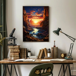 Sunset Over Canyon Poster