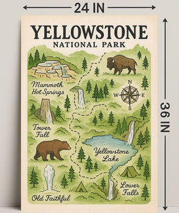 Yellowstone National Park Map Poster PosterGoat