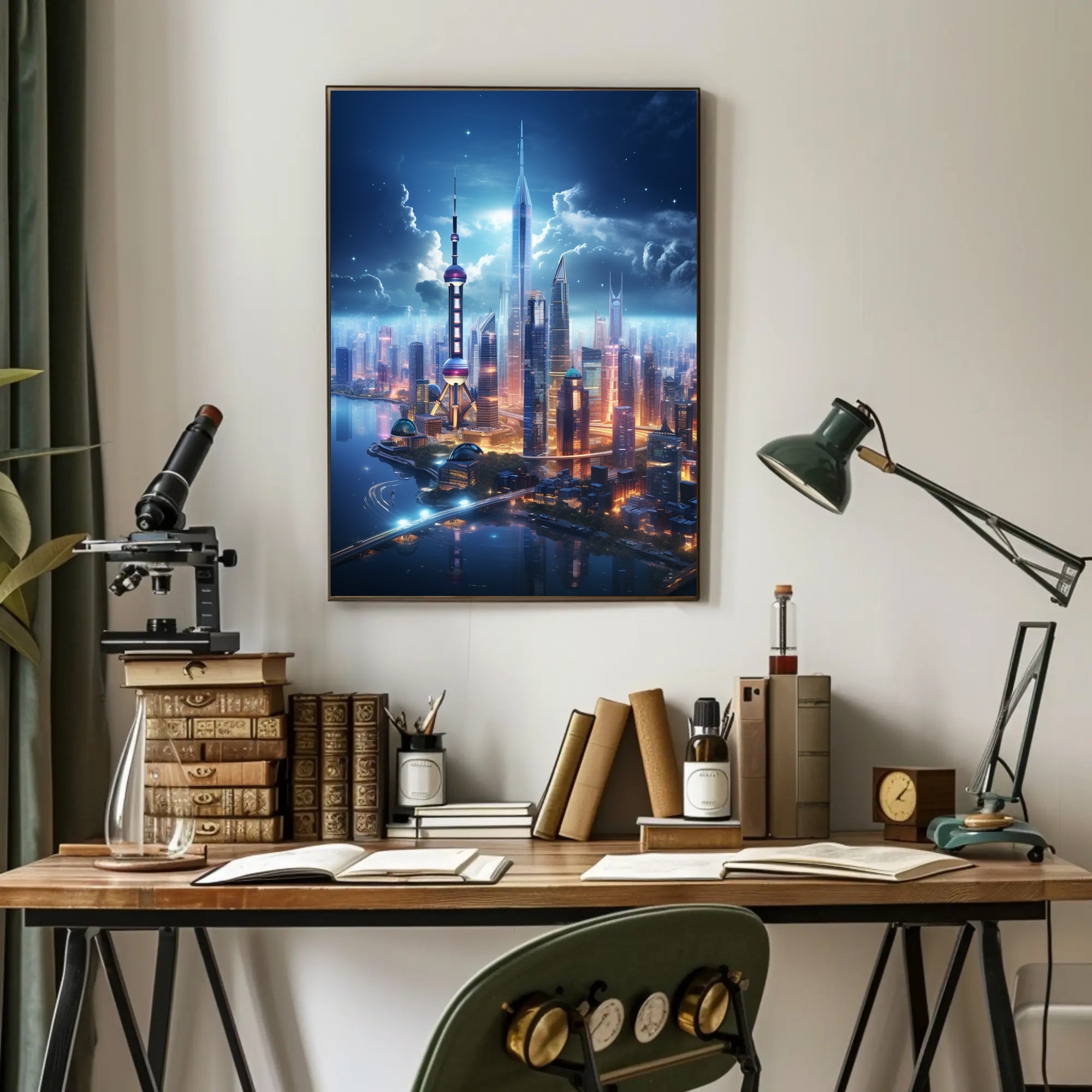Futuristic Skyline At Twilight Poster