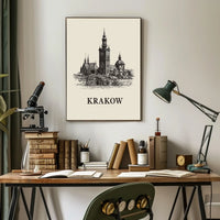 Krakow Architectural Illustration Poster