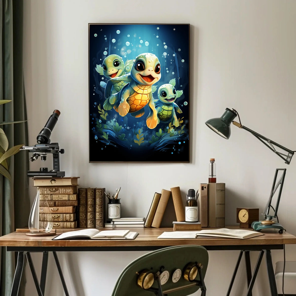 Charming Baby Sea Turtles Underwater Adventure Poster
