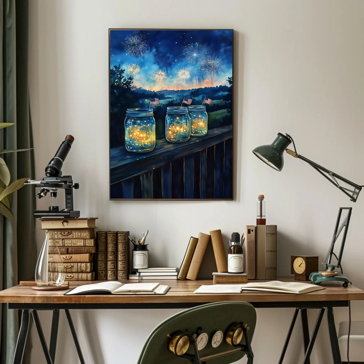 Duck With Starry Hood Among Sunflowers And Mason Jars Poster