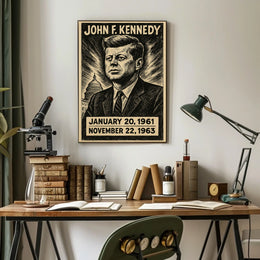 John F. Kennedy 35th President of the United States B & W Comic Sketch Poster
