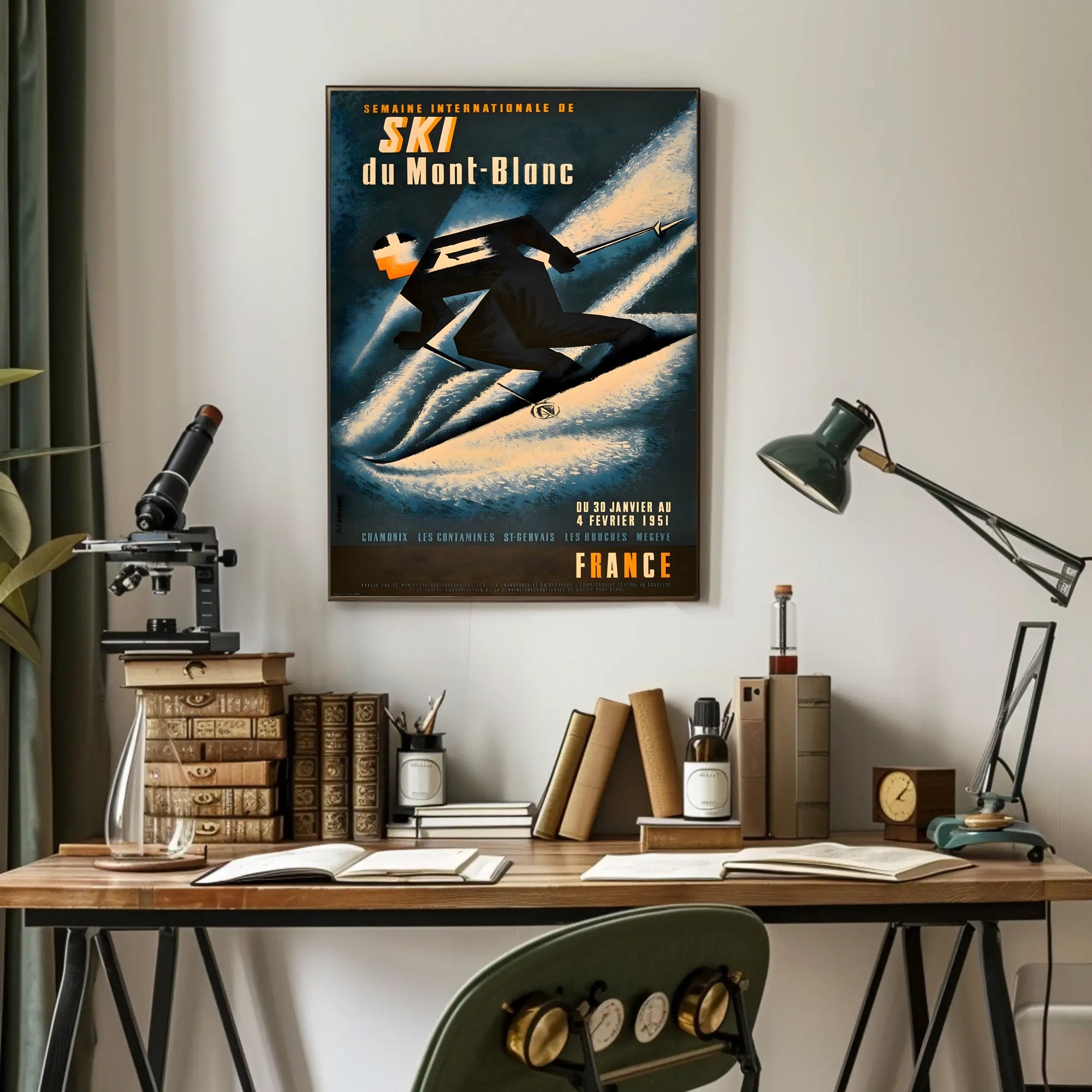 Vintage Skiing Mont Blanc Event Poster - Sports Poster PosterGoat