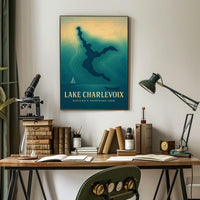 Lake Charlevoix Topographic Travel Poster