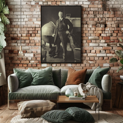 Theodore Roosevelt Library Globe Vintage Poster