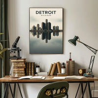Detroit Skyline Reflection Poster