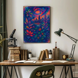 Cityscape In Vibrant Jungle Poster