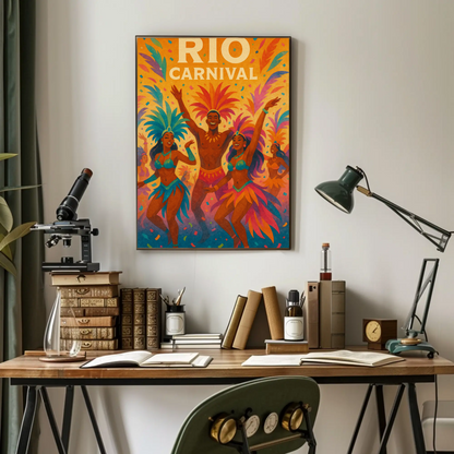 Rio Carnival Dancers Celebration Travel Poster