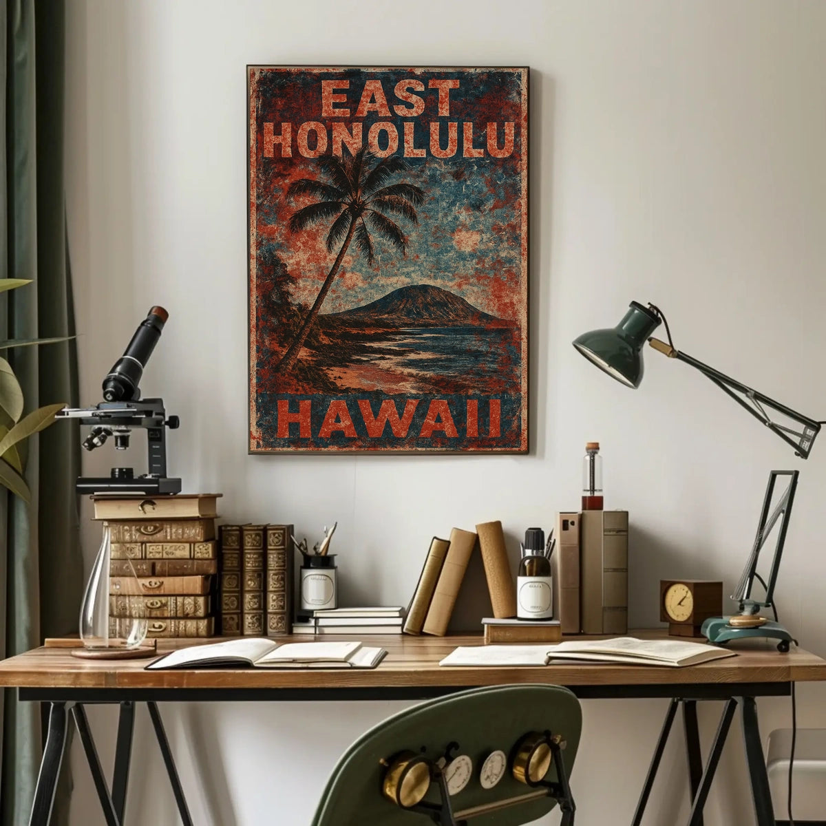 East Honolulu Wanderlust Vintage Travel Poster