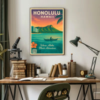Honolulu Tropical Adventure Vintage Travel Poster PosterGoat