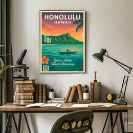 Honolulu Tropical Adventure Vintage Travel Poster PosterGoat