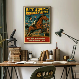 Dramatic Horse Race Scene Mid-Century Sports Poster