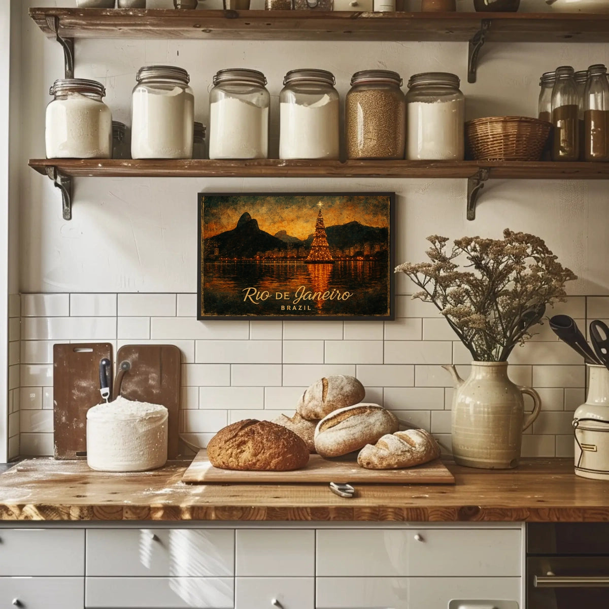 Rio de Janeiro Christmas Scene Poster
