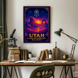 Utah Landscapes Illustrated National Park Poster
