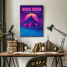 Bora Bora Vaporwave Paradise Travel Poster PosterGoat