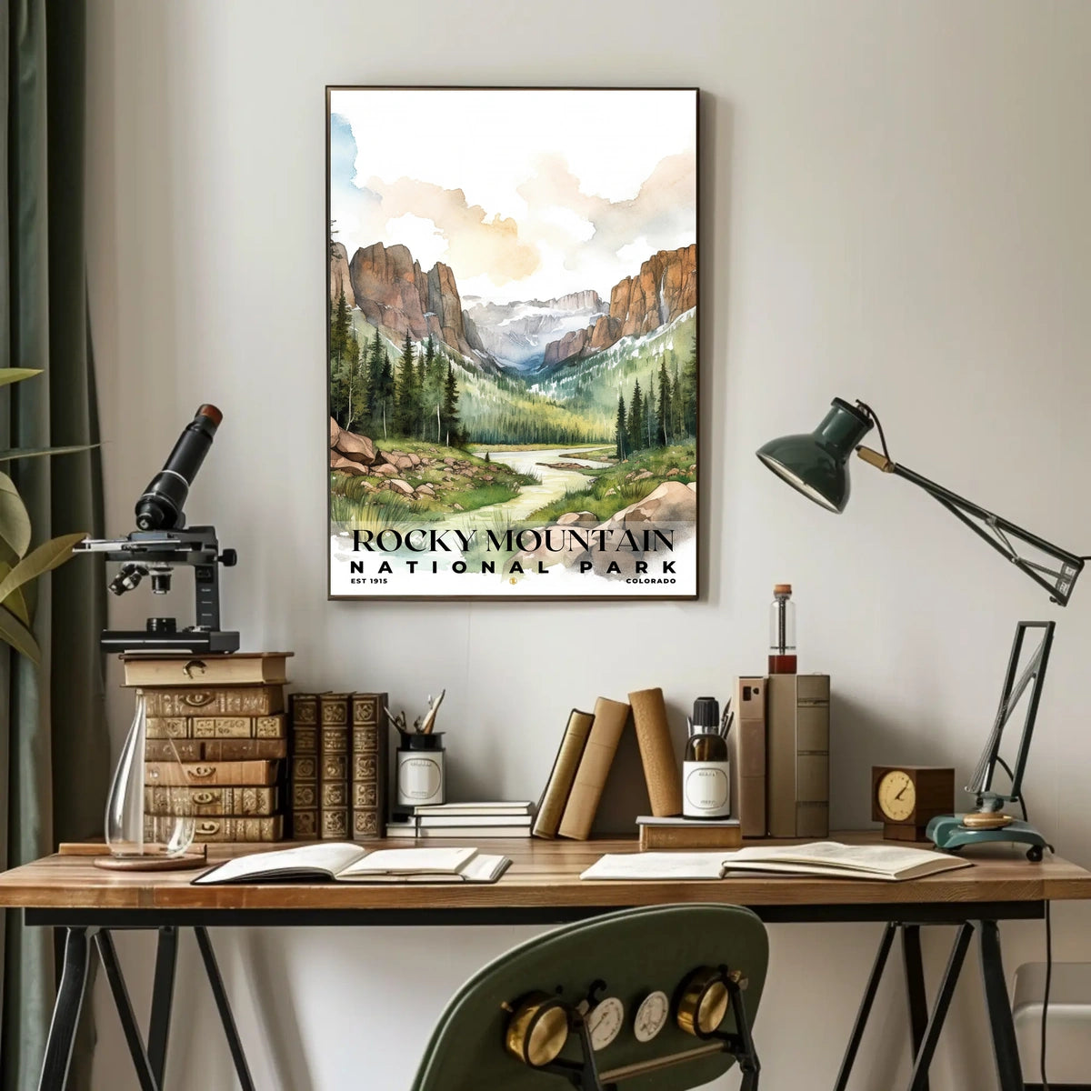 Rocky Mountain Watercolor Wall Art Poster