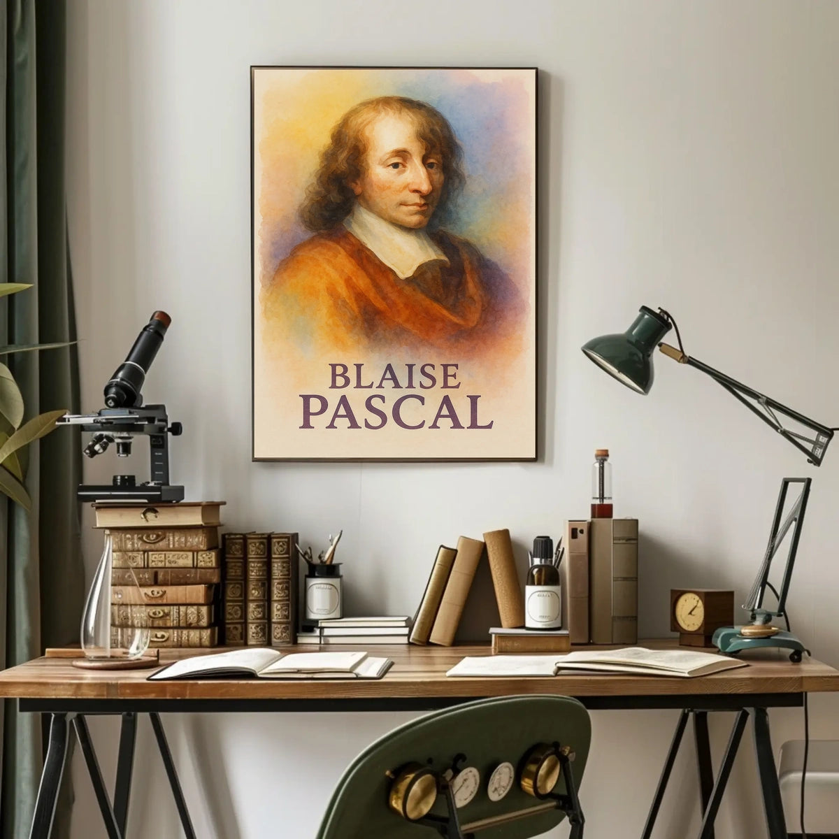 Blaise Pascal Portrait for Historical or Presidential Poster