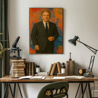 Man in Suit with Vibrant Abstract Background - Artistic Poster