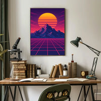 Retro-Futuristic Synthwave Sunset Futuristic Sci-Fi Poster