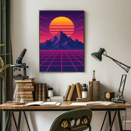 Retro-Futuristic Synthwave Sunset Futuristic Sci-Fi Poster