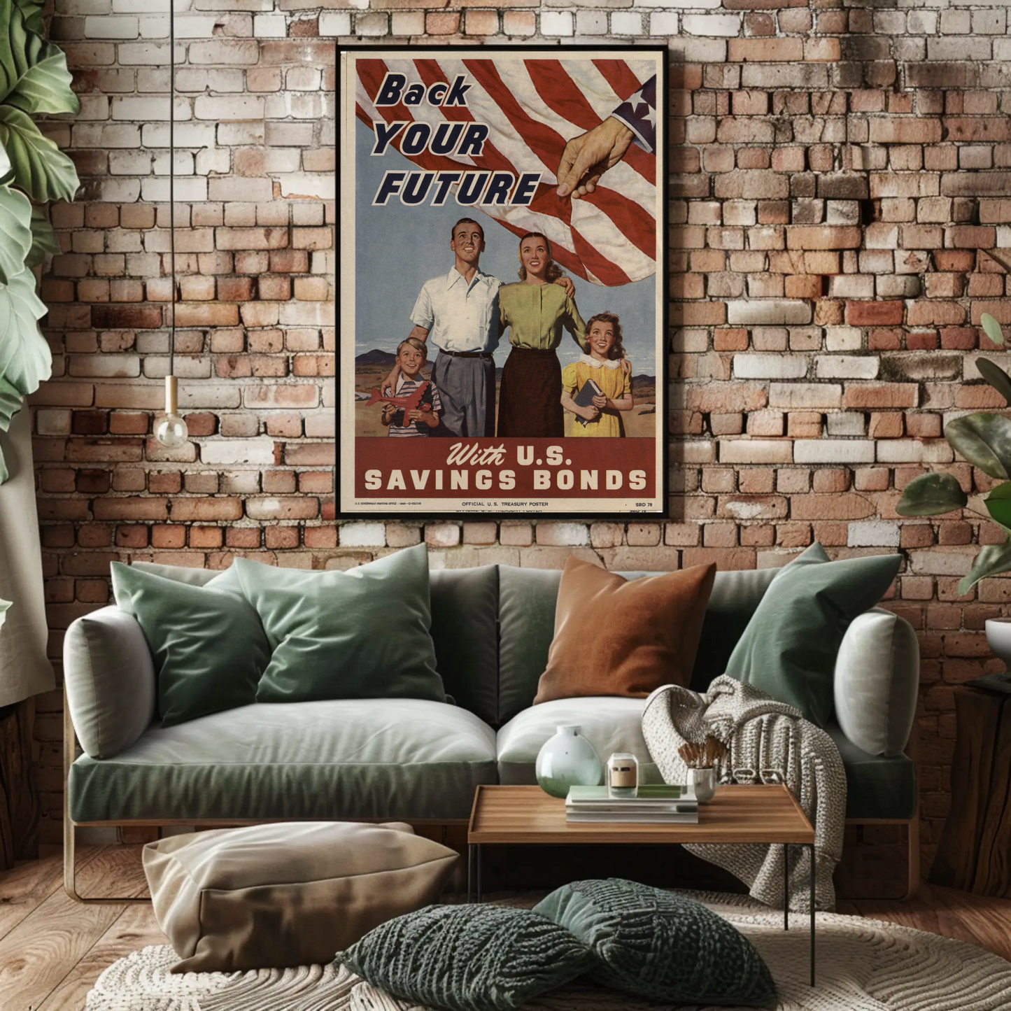 Back Your Future With U.S. Savings Bonds Vintage War Propaganda Poster