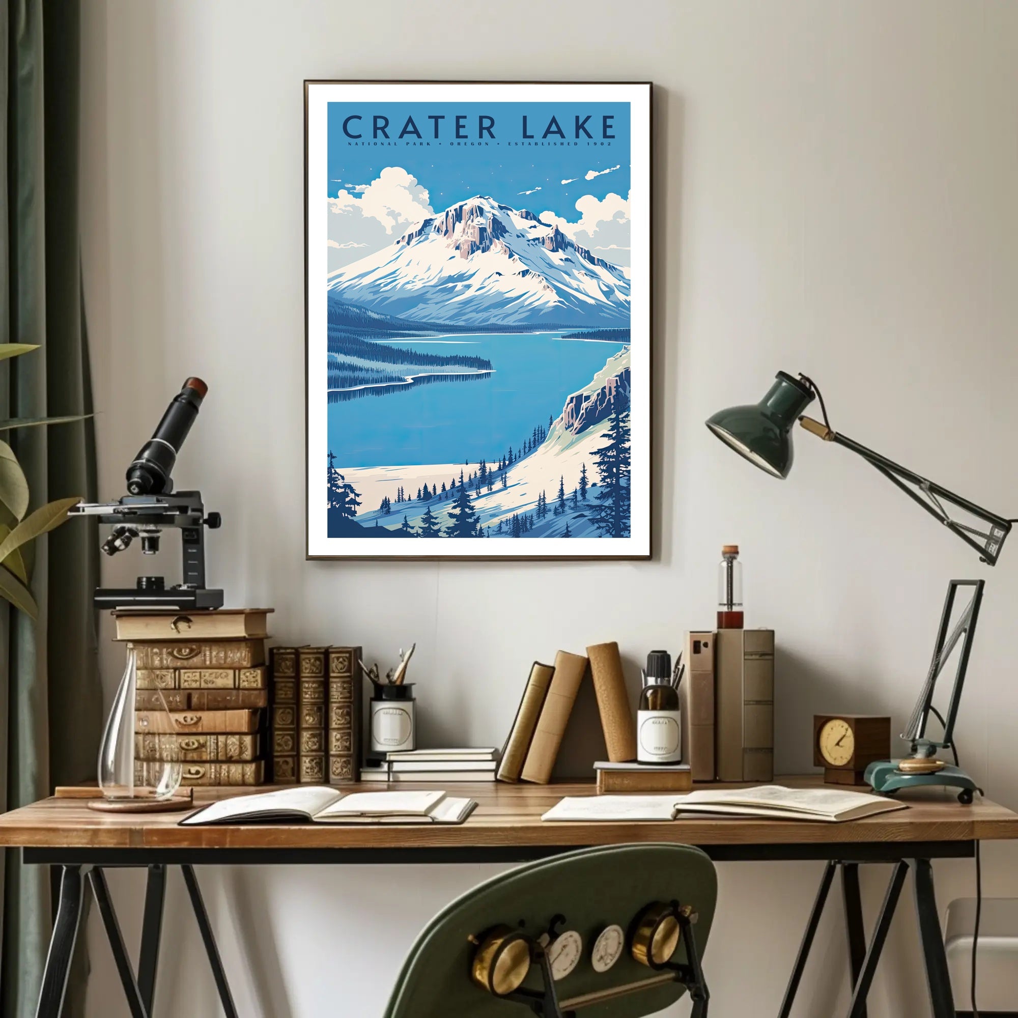 Crater Lake National Park Travel Poster Scenic Print