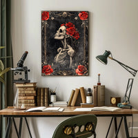 Gothic Floral Skeleton Art Print Pop Culture Poster