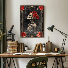 Gothic Floral Skeleton Art Print Pop Culture Poster