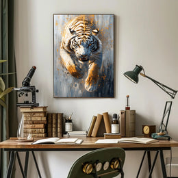 White Tiger in Motion, Bold Animal Poster