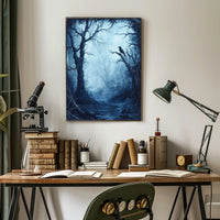 Eerie Dark Forest Scene Artistic Poster