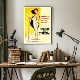 Vintage Soviet Weight Management Poster for Propaganda Enthusiasts