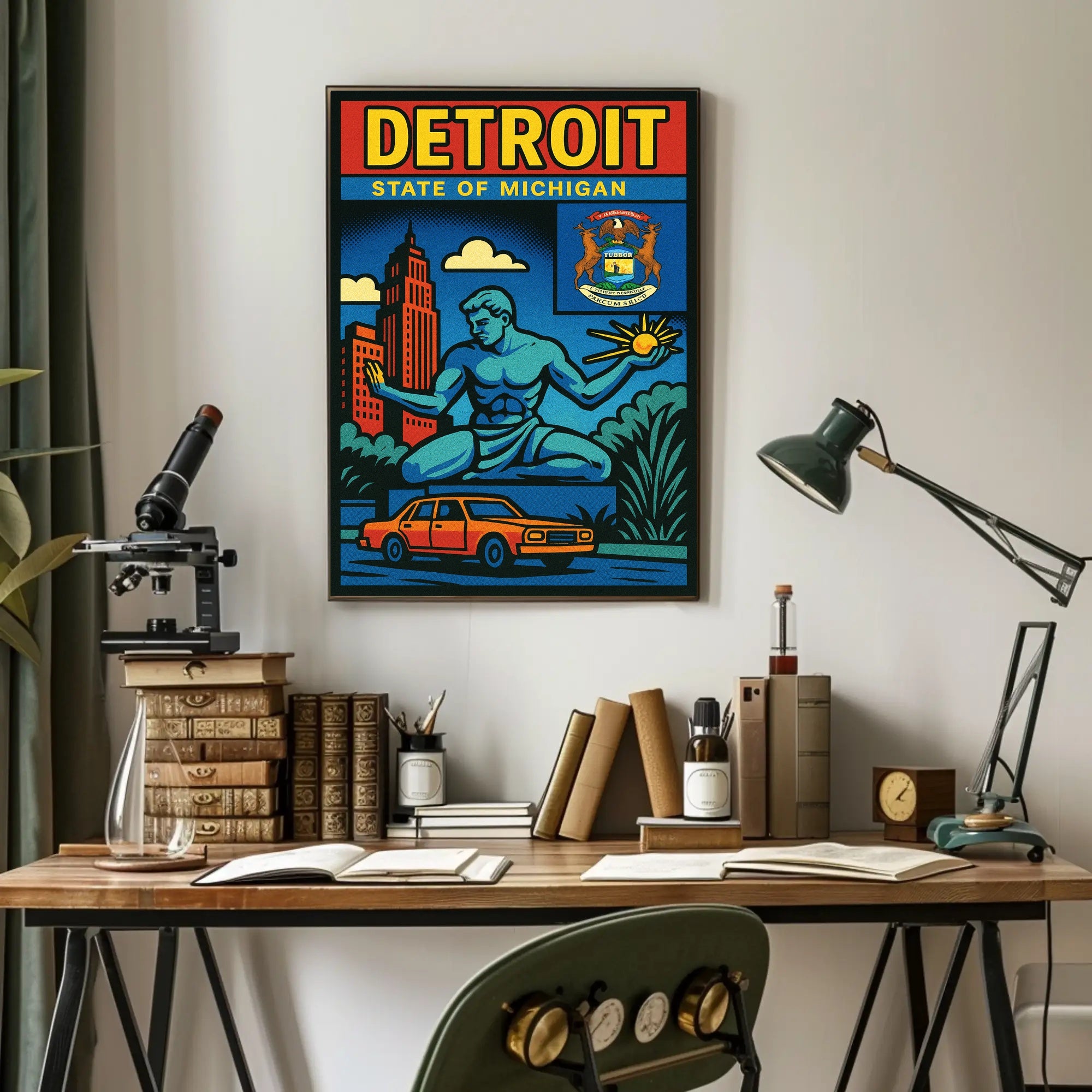 Detroit State of Michigan Poster PosterGoat