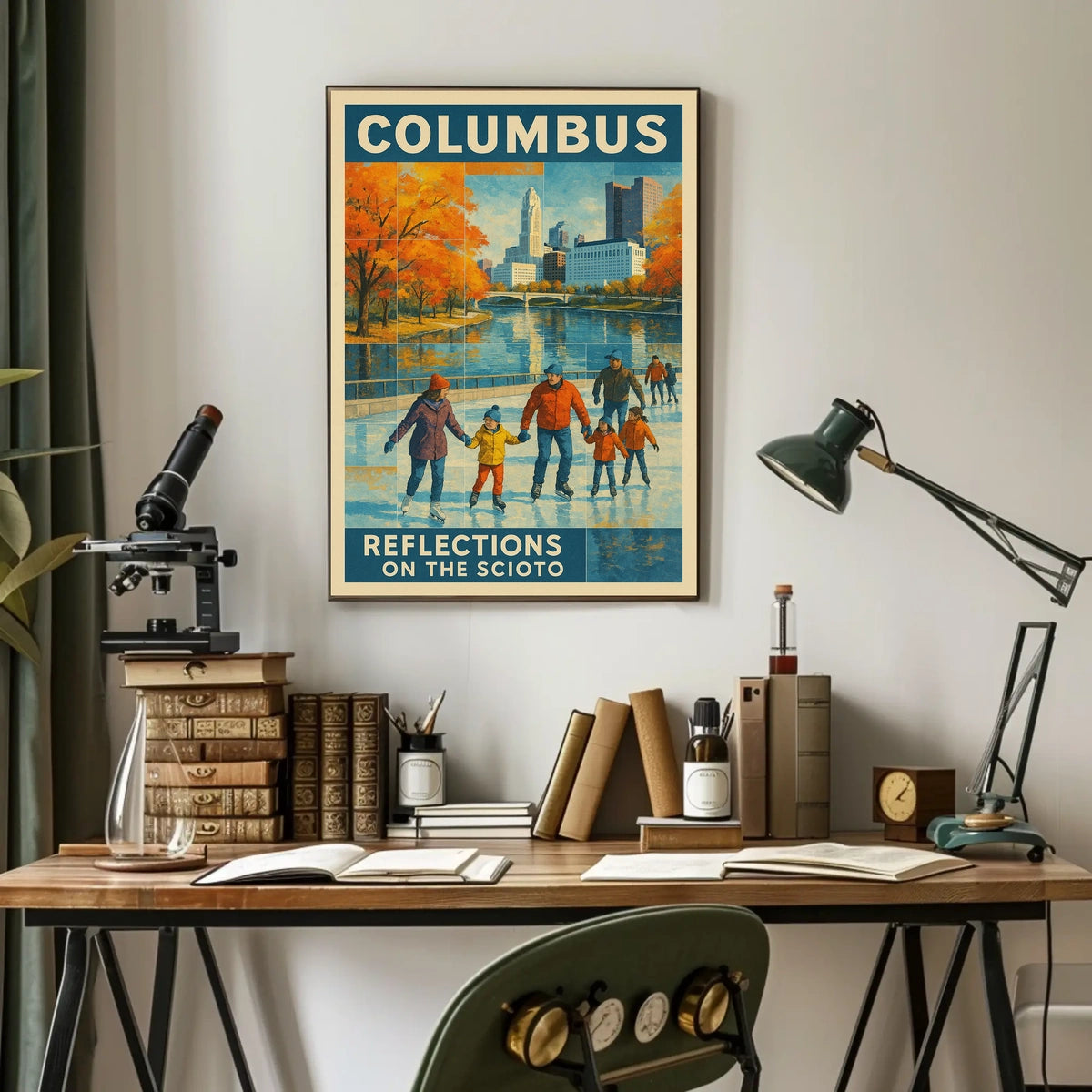Columbus Reflections On The Scioto Poster