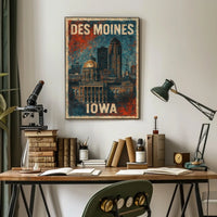 Des Moines, Iowa Cityscape Poster
