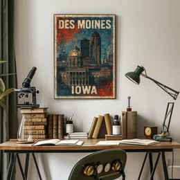 Des Moines, Iowa Cityscape Poster
