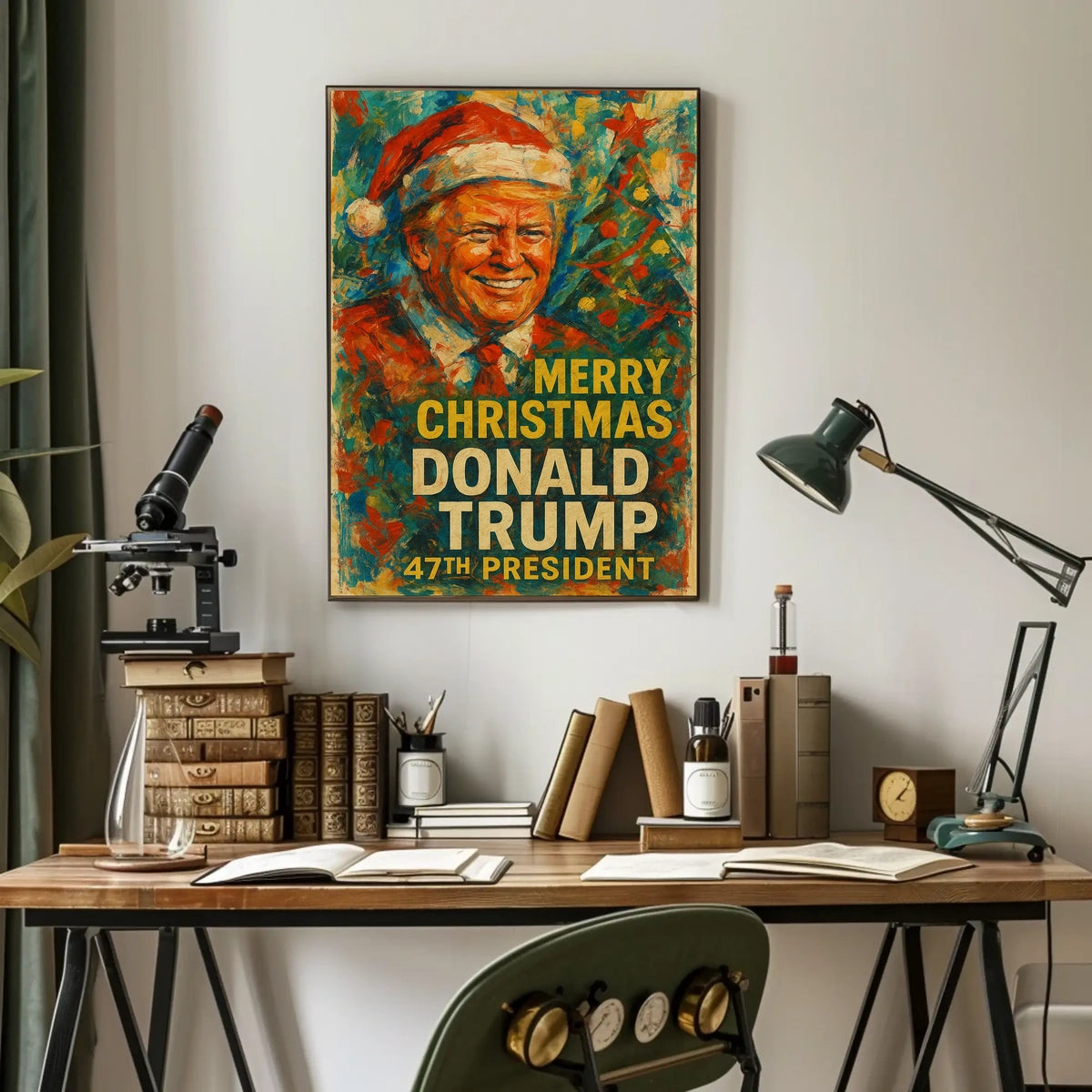 Festive Political Figure with Christmas, Political or Propaganda Poster