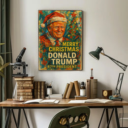 Festive Political Figure with Christmas, Political or Propaganda Poster
