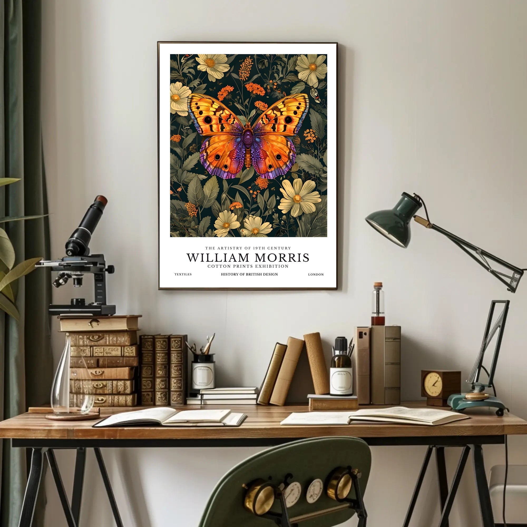 William Morris Butterfly Botanical Heritage Artistic Poster