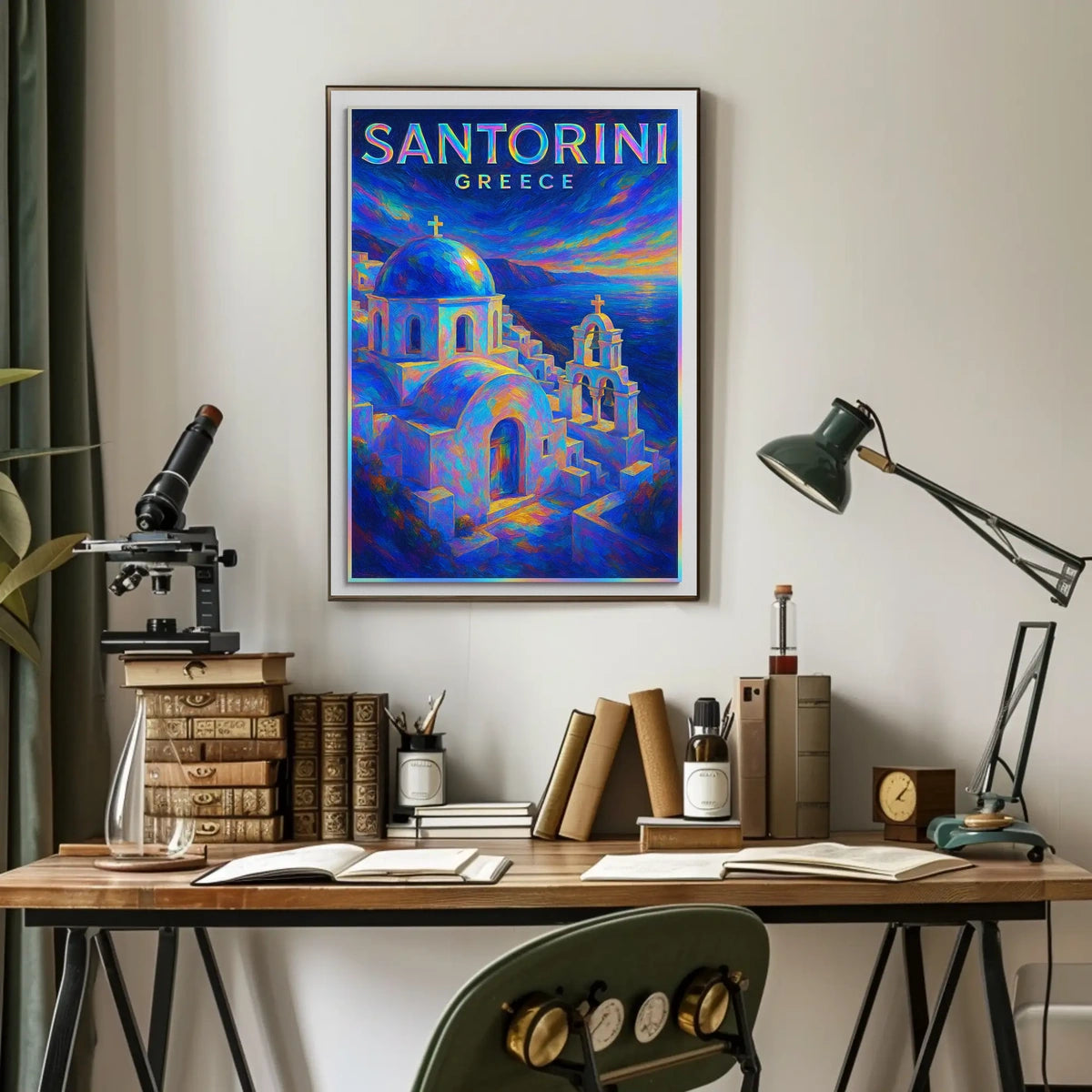Santorini, Greece A Vibrant Escape Poster