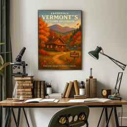 Vermont Autumn Splendor Vintage Travel Poster