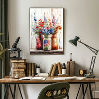 Three Rustic Mason Jars Vintage Wall Decor Artwork Poster