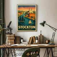 Port of Stockton Vintage Art Travel Poster