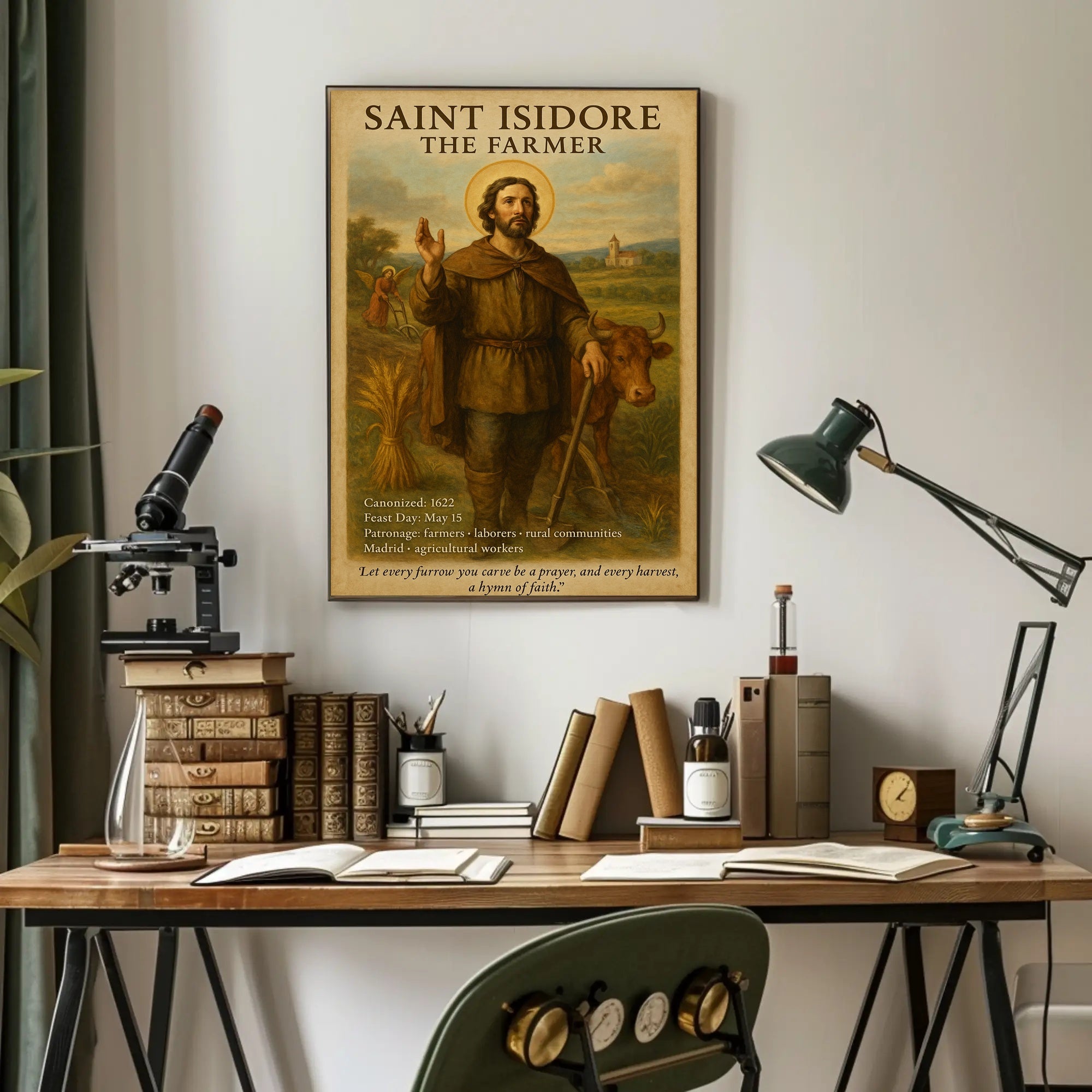 Saint Isidore Iconography: Serene Heritage Art Poster