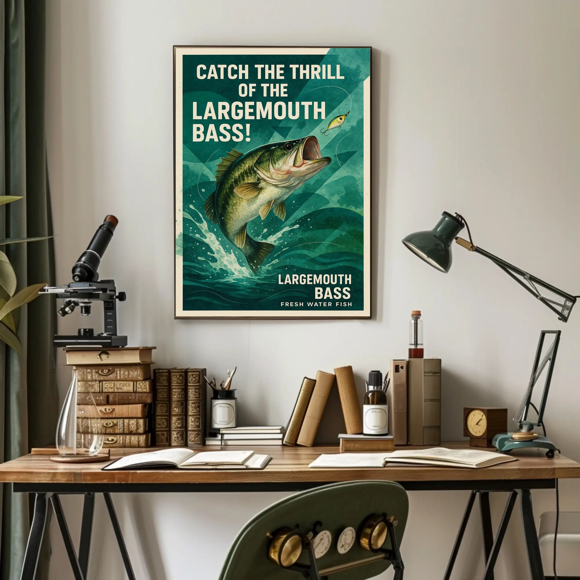 Fishing Adventure Largemouth Bass Sports Poster